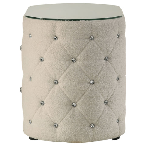 Ember 2-drawer Upholstered Nightstand Bedside Table IvoryIvory