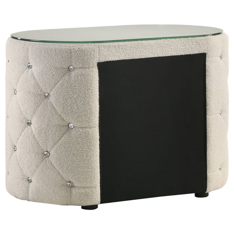 Ember 2-drawer Upholstered Nightstand Bedside Table IvoryIvory