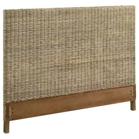 Alaia Woven Rattan Queen Panel Headboard Kubu GreyKubu Grey