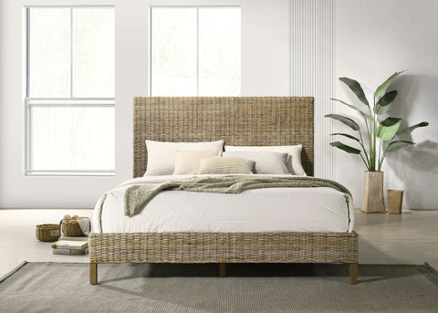 Alaia Woven Rattan Queen Panel Headboard Kubu GreyKubu Grey
