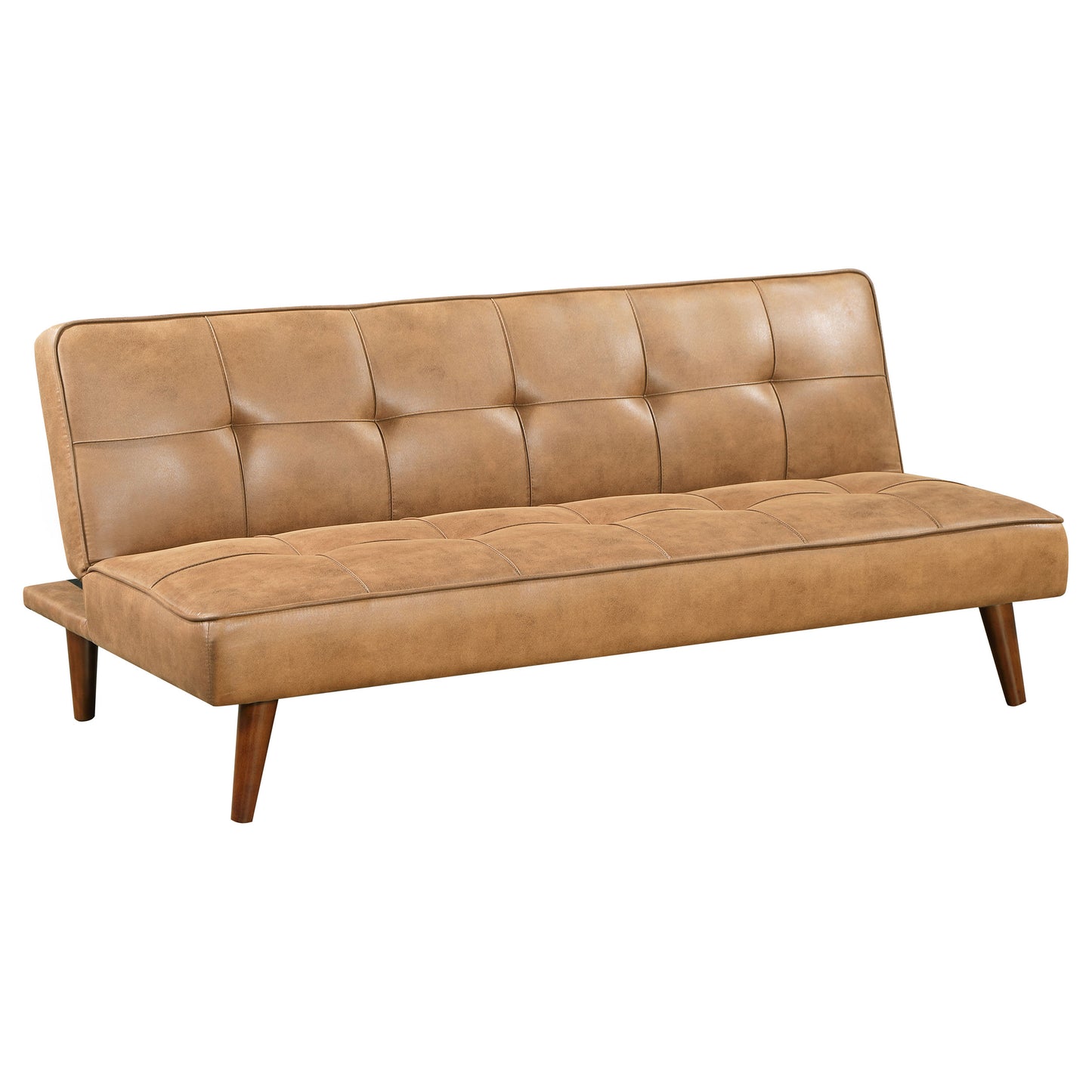 ramon upholstered tufted convertible sofa bed saddle brown