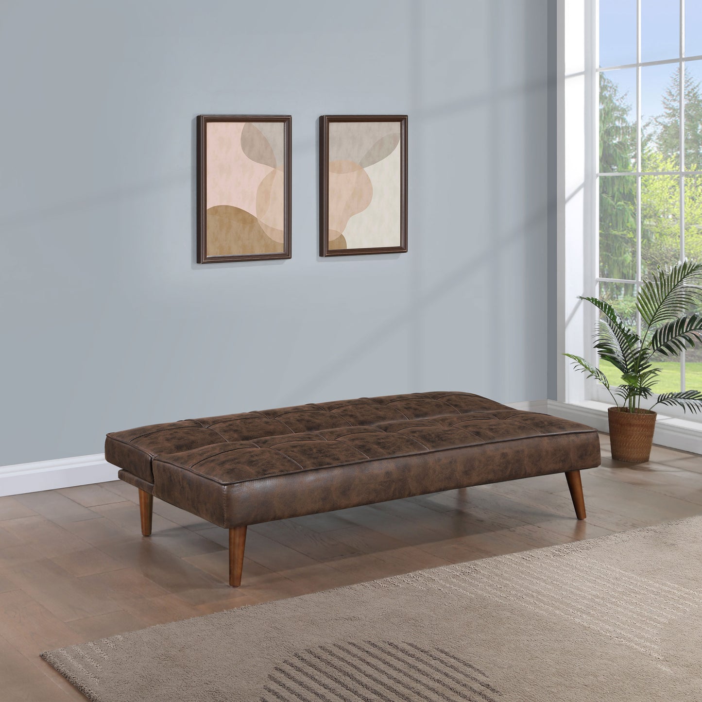 ramon upholstered tufted convertible sofa bed dark coffee