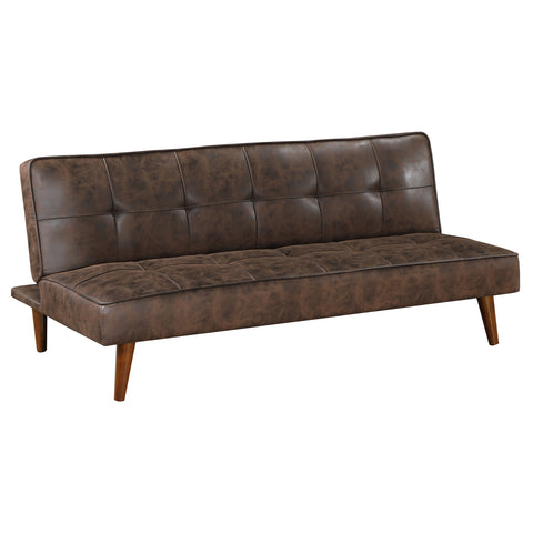 Newport Upholstered Tufted Convertible Sofa Bed Dark CoffeeDark Coffee