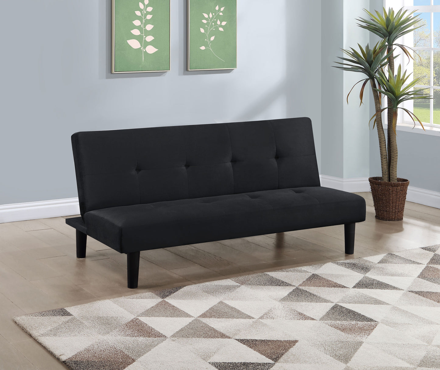 woodmont upholstered tufted convertible sofa bed black