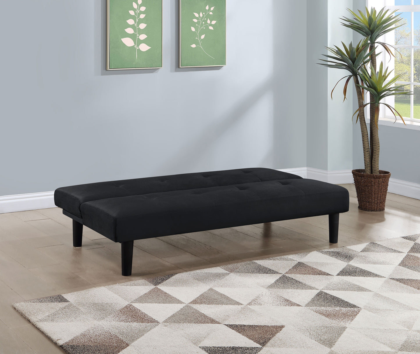 woodmont upholstered tufted convertible sofa bed black