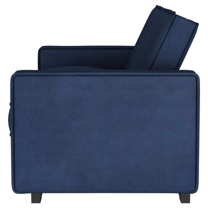 Mays Upholstered Convertible Sleeper Sofa Bed Navy Blue