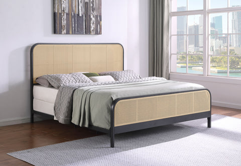 Altmark Open Cane Webbing Metal Eastern King Bed BlackBlack