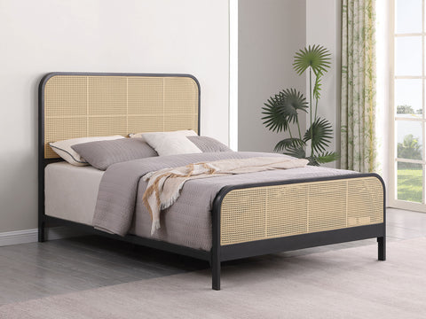 Altmark Open Cane Webbing Metal Queen Bed BlackBlack