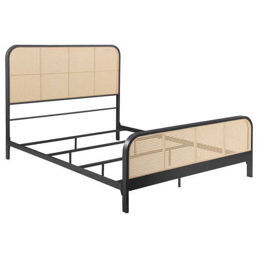 Altmark Open Cane Webbing Metal Queen Bed BlackBlack