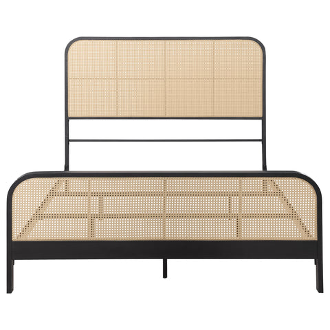 Altmark Open Cane Webbing Metal Queen Bed BlackBlack