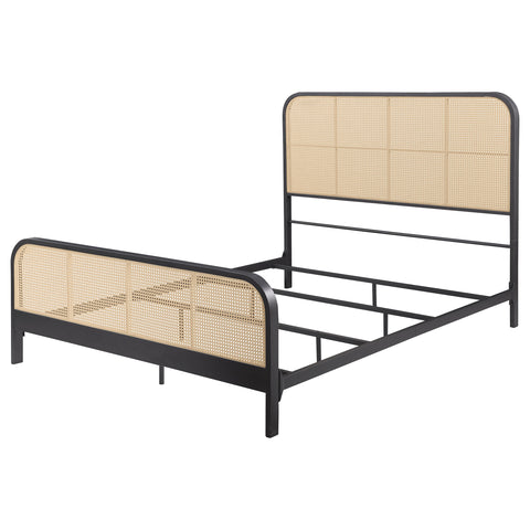 Altmark Open Cane Webbing Metal Queen Bed BlackBlack