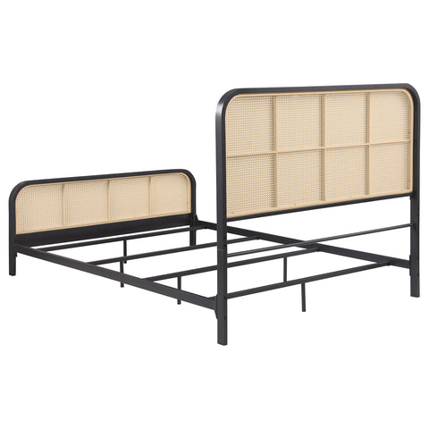 Altmark Open Cane Webbing Metal Queen Bed BlackBlack