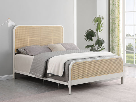 Altmark Open Cane Webbing Metal Queen Bed WhiteWhite