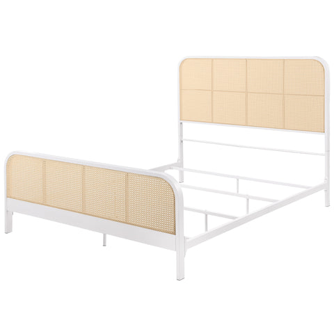 Altmark Open Cane Webbing Metal Queen Bed WhiteWhite