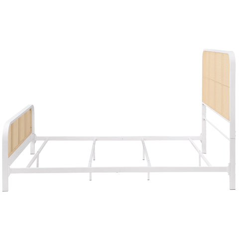 Altmark Open Cane Webbing Metal Queen Bed WhiteWhite