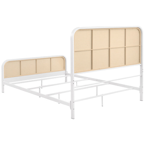 Altmark Open Cane Webbing Metal Queen Bed WhiteWhite