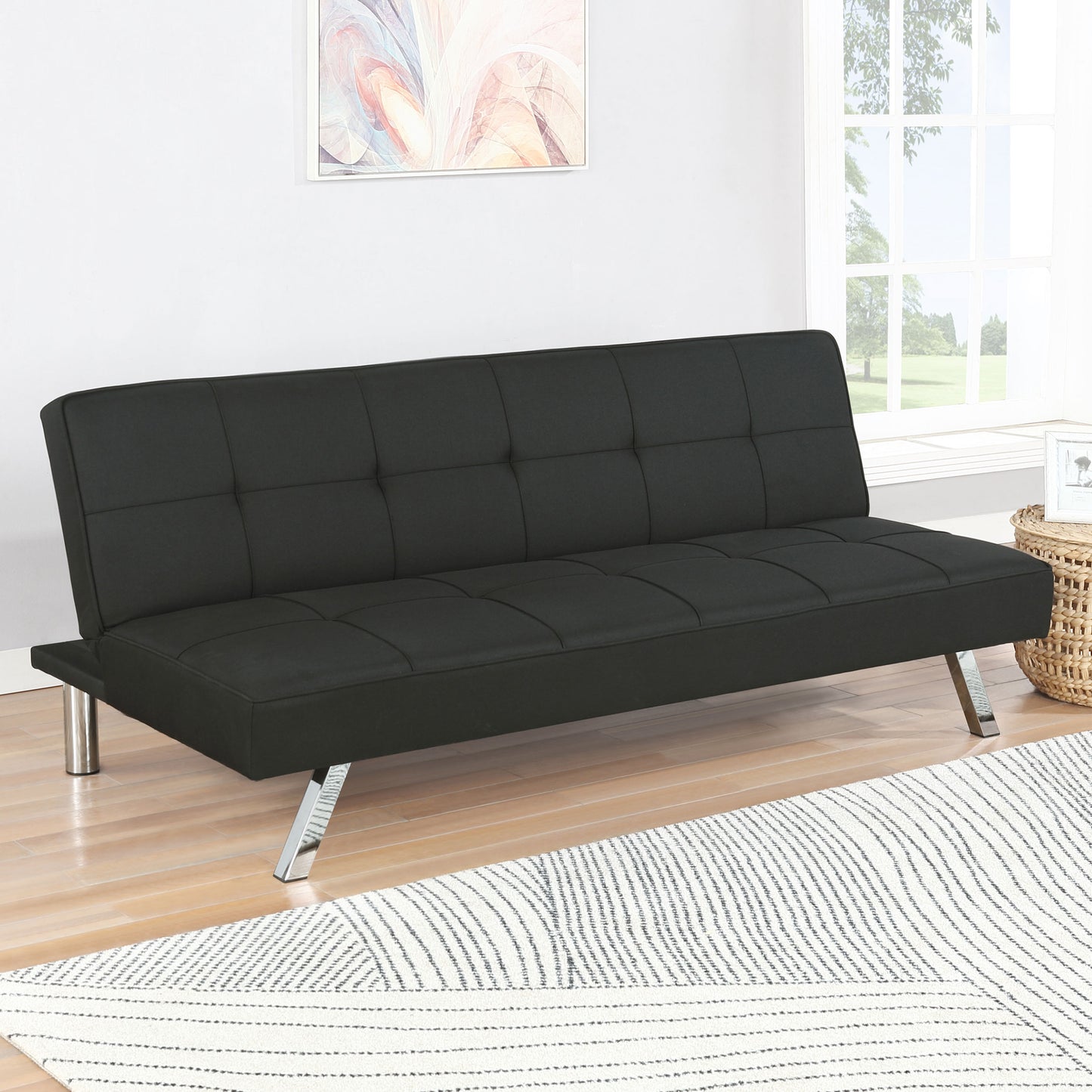 marlow upholstered tufted convertible sofa bed black