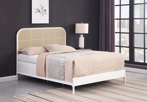 Sanger Radio Weave Rattan Metal Full Bed WhiteWhite