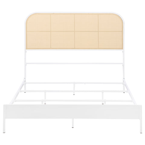 Sanger Radio Weave Rattan Metal Full Bed WhiteWhite