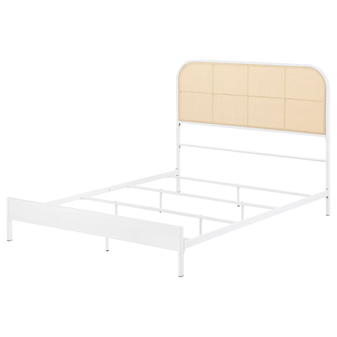 Sanger Radio Weave Rattan Metal Full Bed WhiteWhite