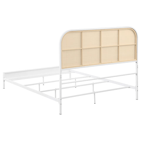 Sanger Radio Weave Rattan Metal Full Bed WhiteWhite