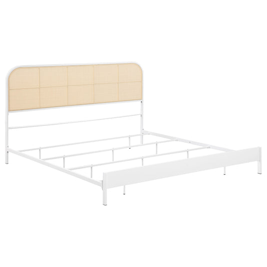 Sanger Radio Weave Rattan Metal Eastern King Bed WhiteWhite