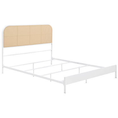 Sanger Radio Weave Rattan Metal Queen Bed WhiteWhite