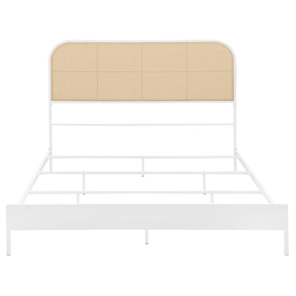Sanger Radio Weave Rattan Metal Queen Bed WhiteWhite