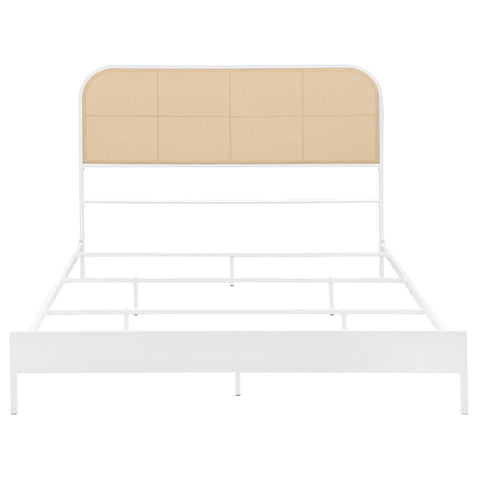 Sanger Radio Weave Rattan Metal Queen Bed WhiteWhite