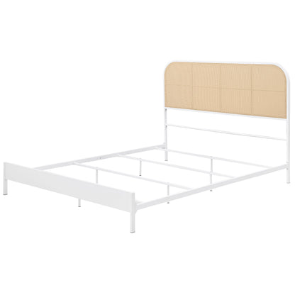 Sanger Radio Weave Rattan Metal Queen Bed WhiteWhite