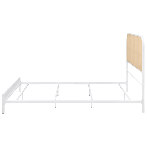 Sanger Radio Weave Rattan Metal Queen Bed WhiteWhite
