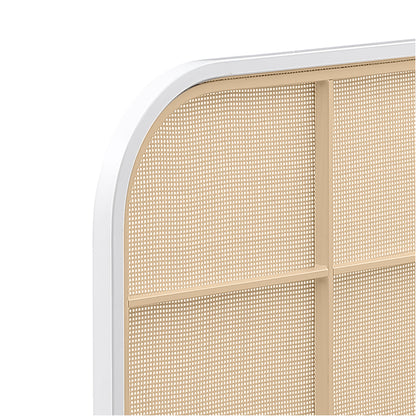 Sanger Radio Weave Rattan Metal Queen Bed WhiteWhite
