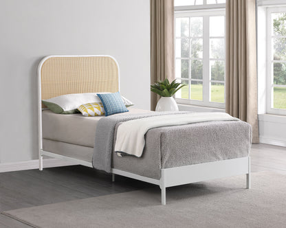 Sanger Radio Weave Rattan Metal Twin Bed WhiteWhite