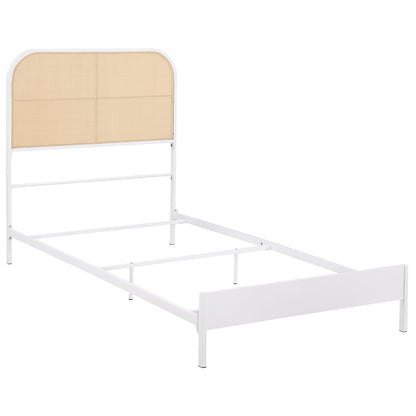 Sanger Radio Weave Rattan Metal Twin Bed WhiteWhite