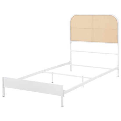 Sanger Radio Weave Rattan Metal Twin Bed WhiteWhite