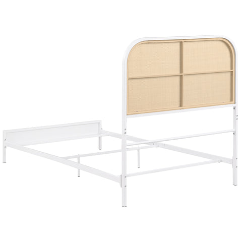 Sanger Radio Weave Rattan Metal Twin Bed WhiteWhite