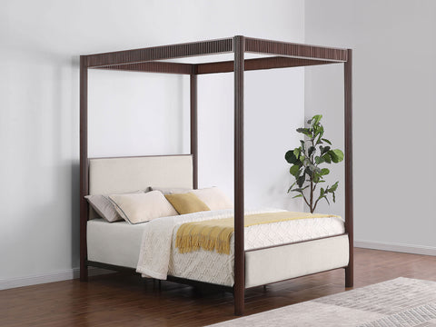 Serena 89-inch Metal Queen Canopy Bed Rust BrownRust Brown