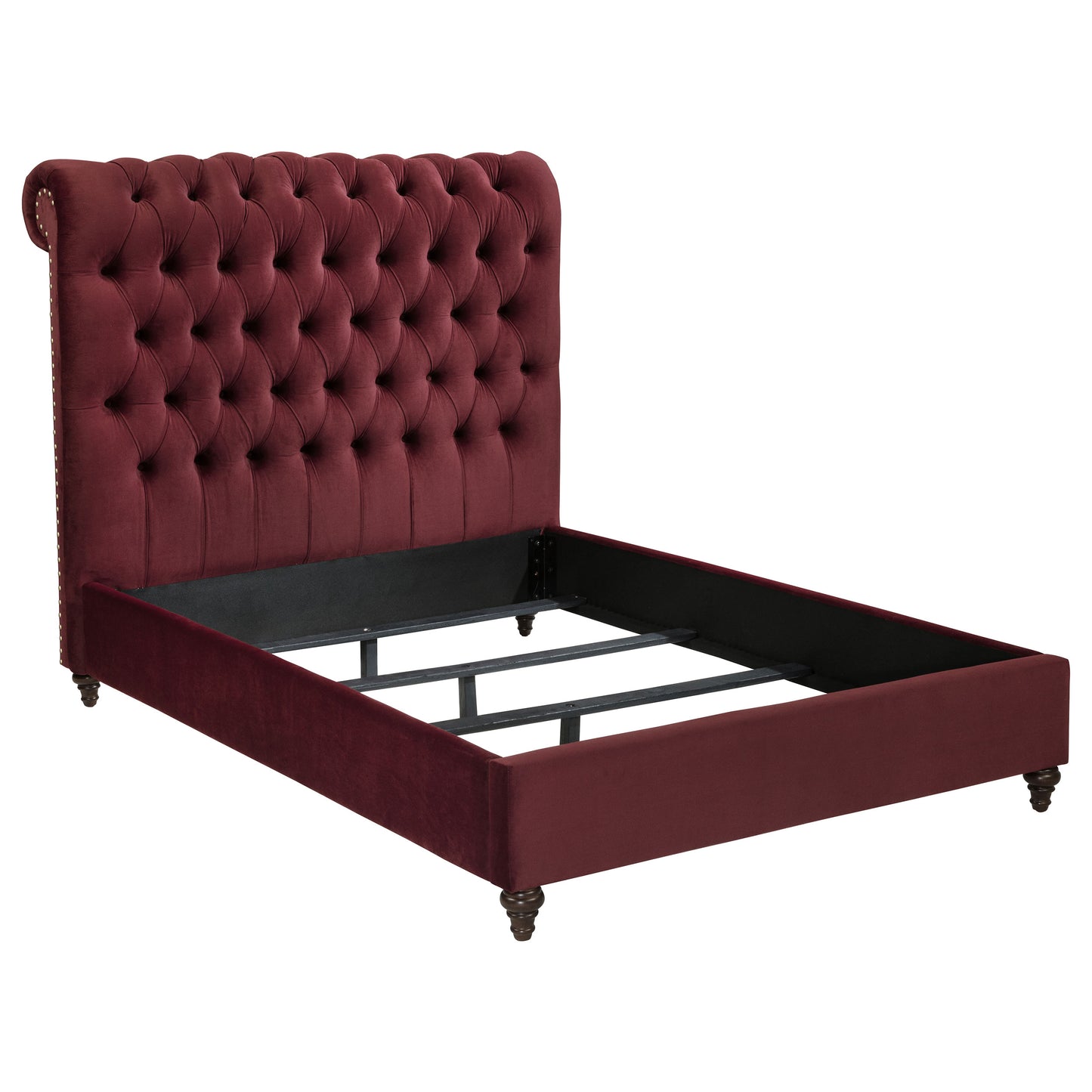 myles 57-inch upholstered full panel bed wine redwine red
