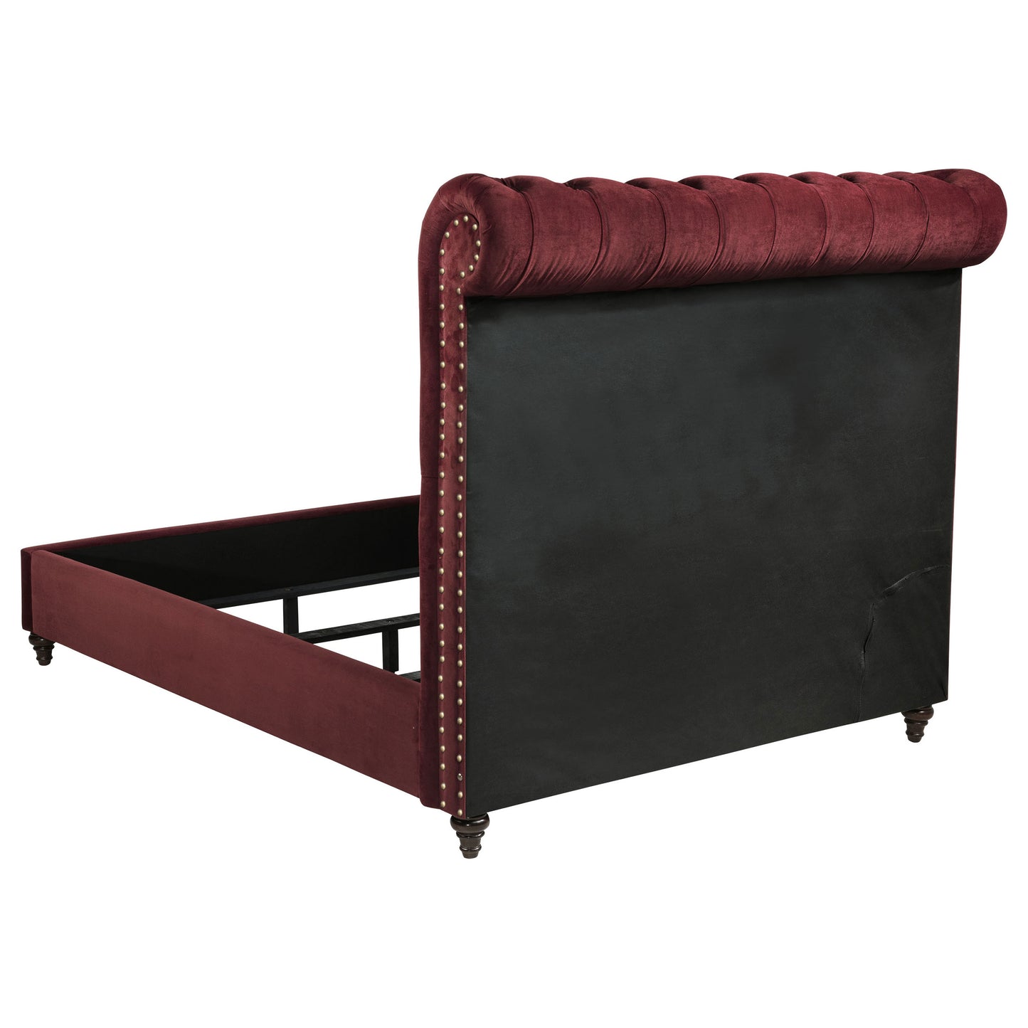 myles 57-inch upholstered full panel bed wine redwine red