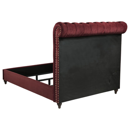 Myles 57-inch Upholstered Full Panel Bed Wine RedWine Red