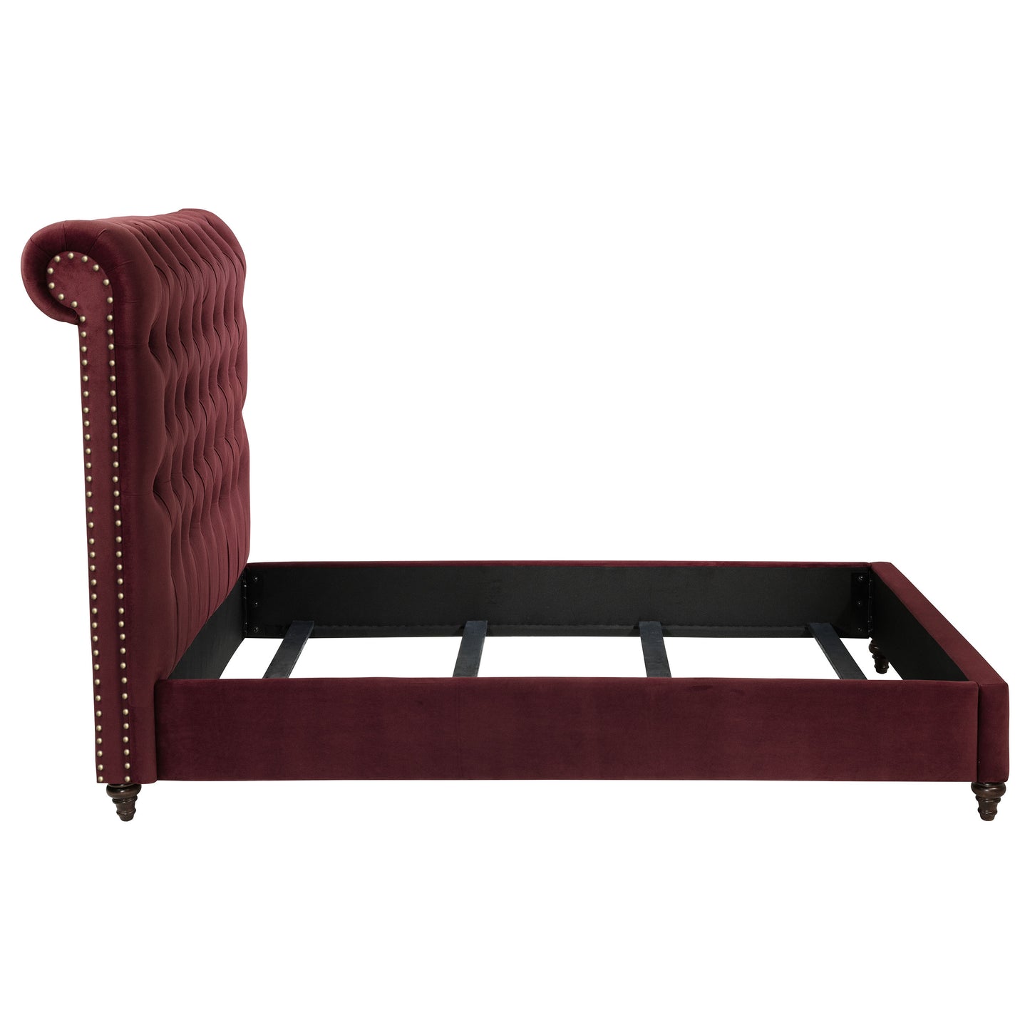 myles 57-inch upholstered full panel bed wine redwine red