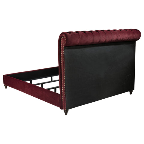 Myles 5-piece Eastern King Bedroom Set Wine Red and Dark OakWine Red / Dark Oak