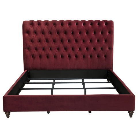Myles 57-inch Upholstered Eastern King Panel Bed Wine RedWine Red