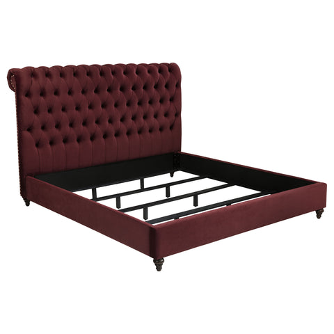 Myles 4-piece California King Bedroom Set Red and Dark OakWine Red / Dark Oak