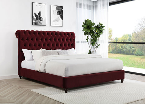 Myles 57-inch Upholstered California King Panel Bed Wine RedWine Red