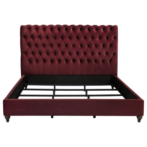 Myles 57-inch Upholstered California King Panel Bed Wine RedWine Red