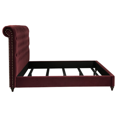 Myles 57-inch Upholstered California King Panel Bed Wine RedWine Red