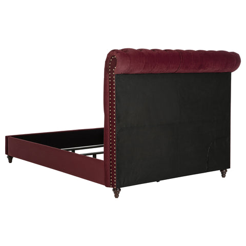 Myles 57-inch Upholstered Queen Panel Bed Wine RedWine Red
