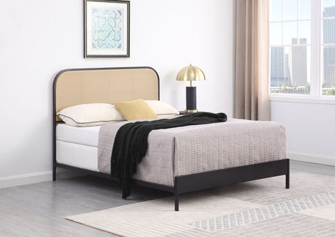Sanger Radio Weave Rattan Metal Full Bed BlackBlack