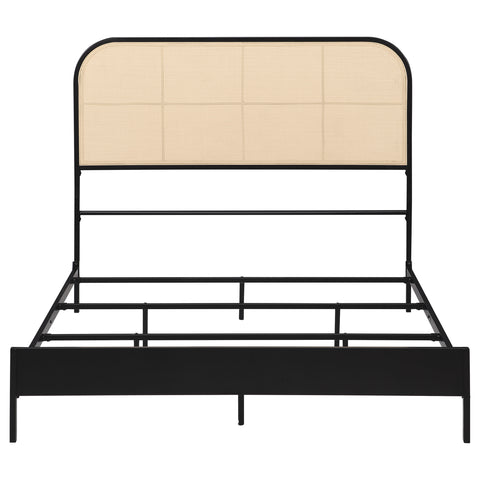 Sanger Radio Weave Rattan Metal Full Bed BlackBlack